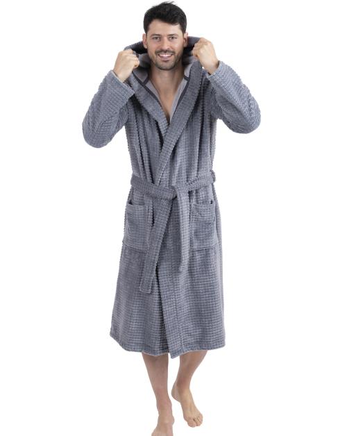 wewofashion Herren Bademantel mit Kapuze 