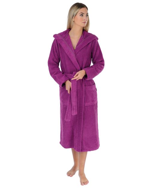 wewofashion Damen Bademantel mit Kapuze 